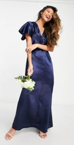 vila bridesmaid dresses Fernanda Champagne Mermaid Spaghetti Straps Satin Prom Dress with Lace up  Back