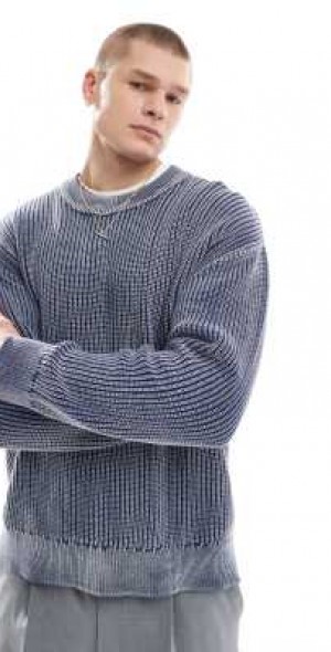 Weekday Daniel oversized sweater in washed blue