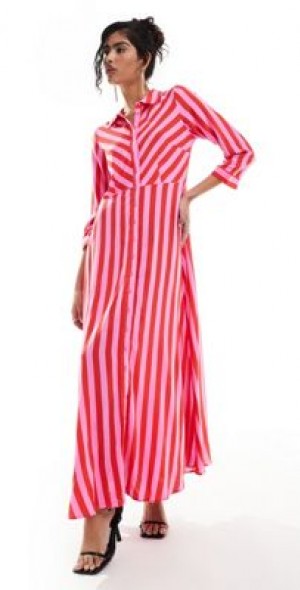 yas maxi shirt dress YAS Tall YASSAVANNA LONG SHIRT DRESS - Maxi dress - surf the web/blue