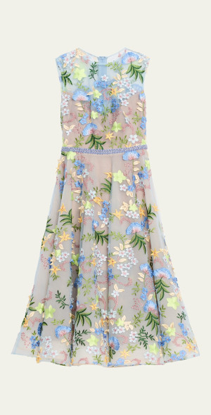 bronx and banco saba blanc floral-appliqu lace midi dress Bronx and Banco White Saba Blanc Floral Tulle