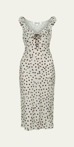 Diane Von Furstenberg Christina Ruffle-Trim Polka Dot Midi Dress