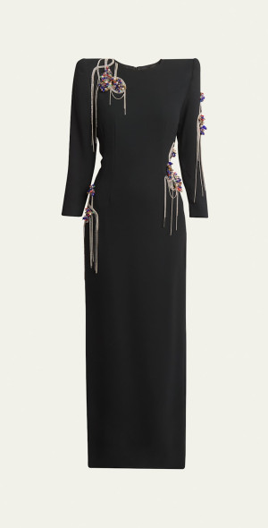 dries van noten beaded dress Gothic Black and Silver Sequin Gown main image 0