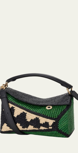 Loewe - x Paula's Ibiza Puzzle Croc Raffia Top-Handle Bag