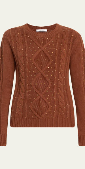 Max Mara Onde Embellished Wool-Cashmere Sweater