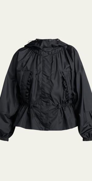 す*か様 希少MONCLER レディースサイズ3 シャイニーブラック Lampo Moncler Genius - Imaginaire Canvas Short Parka