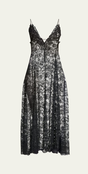 Saint Laurent - Sheer Floral Lace Maxi Dress