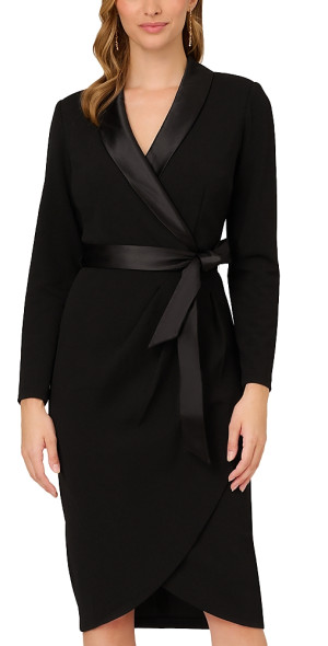 adrianna papell jersey and satin tuxedo sheath dress COLOR:Rusty Orange Zara dress Freemans Garden Party Inspired Bridesmaids eye/zip closure