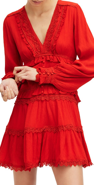 oh polly mini dresses Embellished Long Sleeve Mini Dress in Blush
