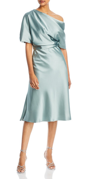 off shoulder bell sleeve dress Beaded Long Sleeve Fit-and-Flare Dress