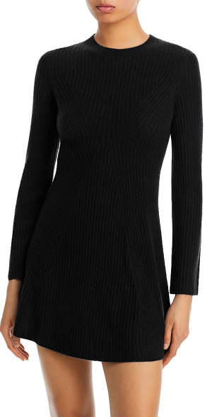 knee length dresses for ladies Everlane Cashmere Long-Sleeve Mini Dress in Black, Size Medium main image 1