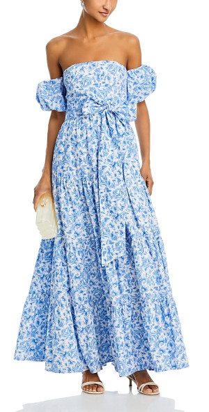 chinese dress ladies Christabel Tiered Maxi Dress - Blue Floral