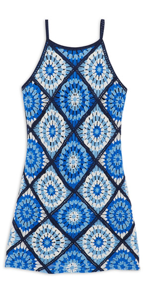 Aqua - Girls' Tile Crochet Dress, Big Kid