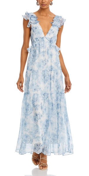 Aqua - Ruffle Trim Maxi Dress