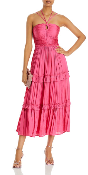 Aqua Strappy Ruched Midi Dress