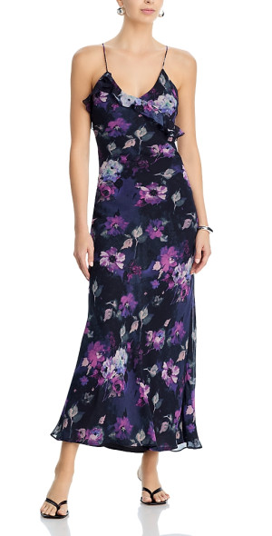 chinese dress ladies Ruffled Blossom Mini Dress - Aqua