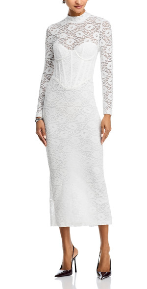 white lace sweater dress White Knit Midi Dress main image 0
