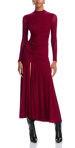 burgundy special occasion dress BURGUNDY SMOCKED LACE MAXI DRESS | CULT MIA main image 0
