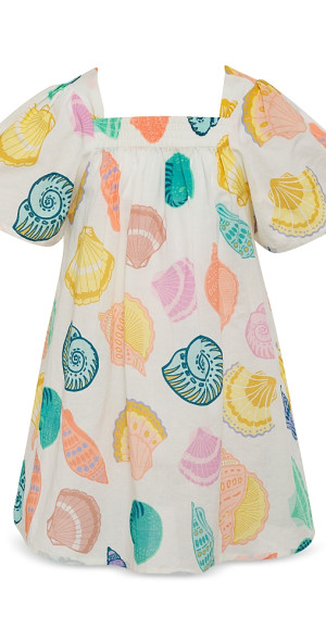 blue dress for baby girl Coastal shell print halter dress – Ranee's main image 1
