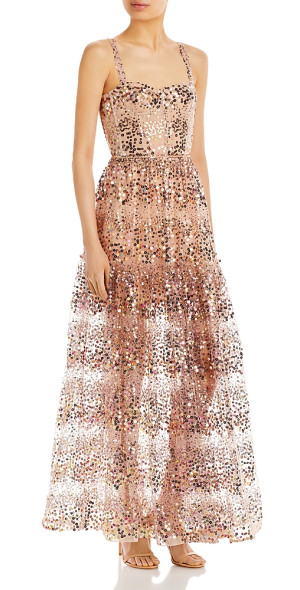 Bronx And Banco - Midnight Gold Sequin Sweetheart Gown