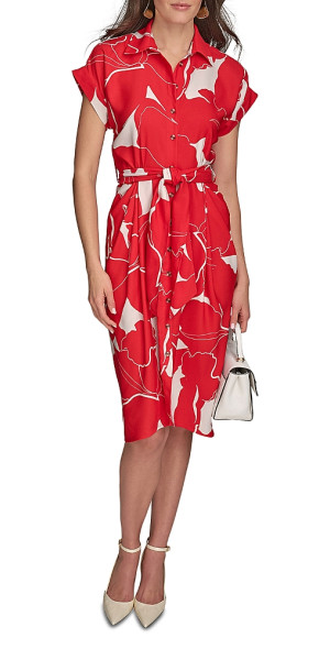 slim fit dress slacks Color Block Fit & Flare Midi Shirt Dress | Fit and Flare main image 1