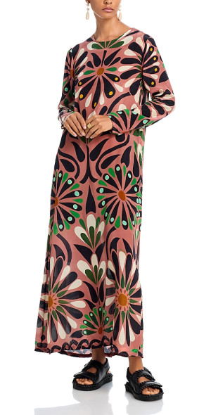knee length dresses for ladies Farm Rio Women's Ainika Shell Maxi Dress