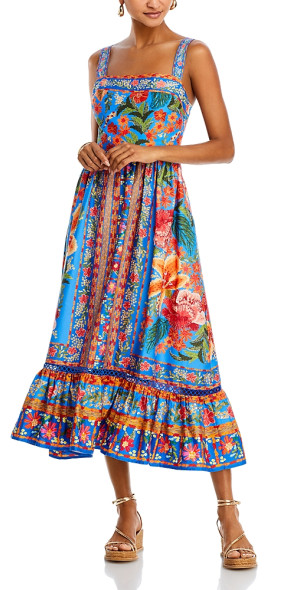 stitched garden cotton midi dress Farm Rio
