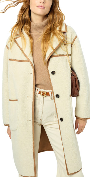 GERARD DARELラムレザーコート ロング ベルト ベージュ 40 Gerard Darel - Lysange Faux Shearling Coat