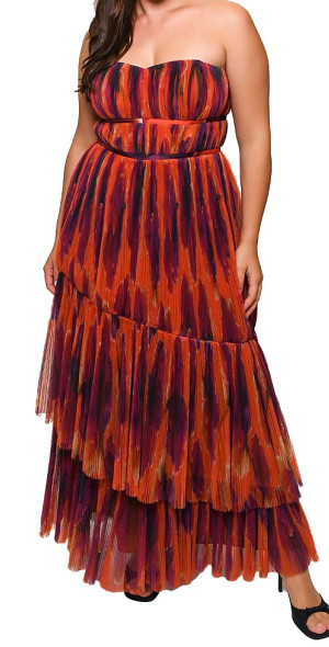 hutch strapless tiered tulle maxi dress Hutch Strapless Multi Tiered Floral Tulle Maxi Dress