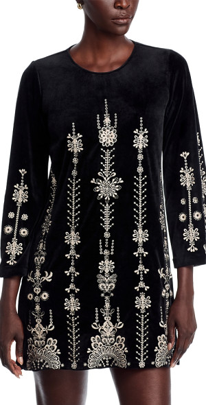 black dress with sparkly sleeves Marienne Black Large Sequin Long Sleeve Mini Dress - 4