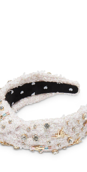 La Chargers Lele Sadoughi X Nfl Ivory Embellished Knotted Headband Wholesale Strawberry Birthday Cake Knotted Headband for your  main image 2