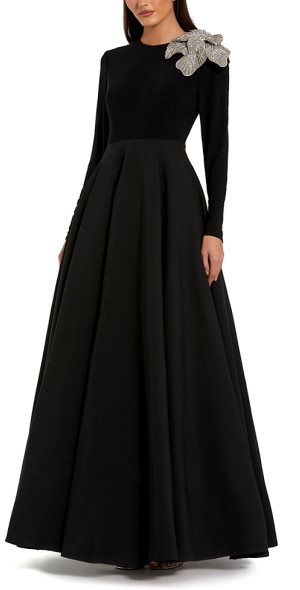 long evening dresses online Wholesale Evening Gowns Shiny Long Sleeve Empire Waist Floor Length
