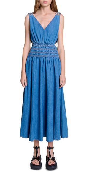 Maje - Runim Cutaway Denim Maxi Dress