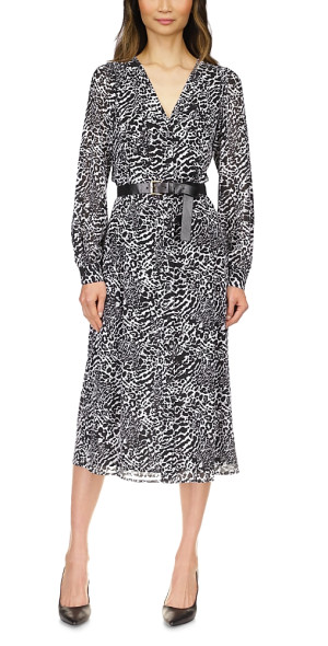 michael kors belted midi dress Stretch Knit Belted Dress in BLACK - Sale