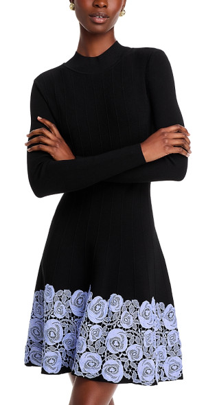 milly knit lace dress embroidered floral