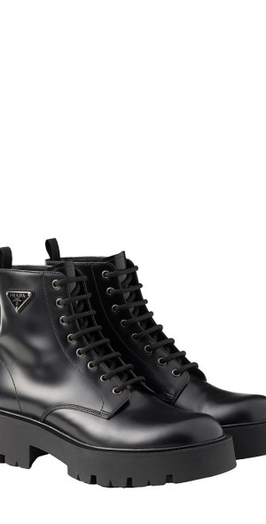 Prada - Men's Brushed Leather Combat Boots