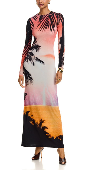 paco rabanne patchwork printed second skin jersey maxi dress Paco Rabanne