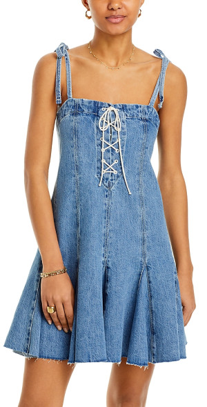 denim sun dress Skyline Chic Smocked Denim Maxi Dress