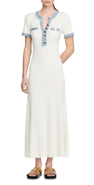 sandro alecia ribbed midi dress Sandro