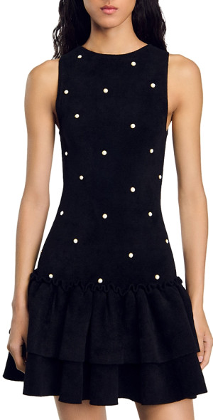 green emerald velvet dress Sandro Balloon Sleeve Mini Dress – Bluefly main image 0