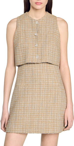sandro tweed mini dress Sandro Tweed and sequin mini dress