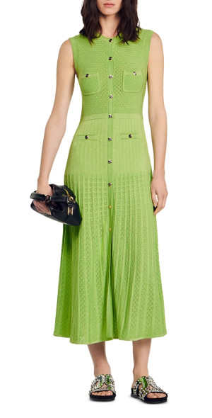 sleeveless ribbed knit dress Charmed Me Ribbed Knit Midi Dress Hot Pink main image 1