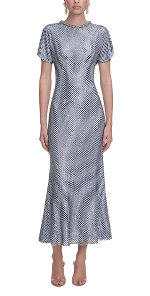Self-portrait - Self-Portrait Rhinestone Mesh Midi Dress