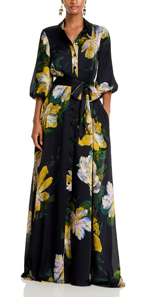 Teri Jon By Rickie Freeman - Teri Jon by Rickie Freeman Floral Print Maxi  Dress