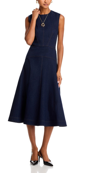denim dress with front zipper Zoey Half Zip front A-Line Denim Dress Light Blue Denim / S main image 0