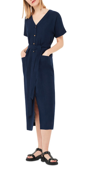 Whistles - Linen Belted Midi Dress