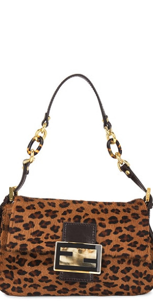fendi Fendi Leopard Mama Baguette Shoulder Bag
