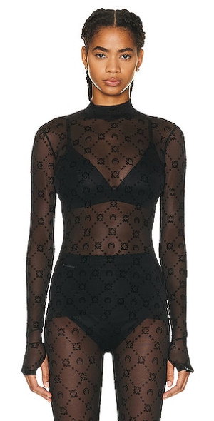 MARINE SERRE 　Second Skin Tattoo Top Marine Serre Tan Second Skin Punk Long Sleeve T-shirt In 09 Punk