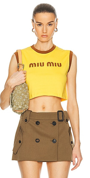 ✨miu miu ✨ロゴ タンクトップ サイズ36 ☆可愛くてお洒落☆【MiuMiu】ロゴ入り ビスコース タンクトップ