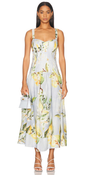 nicholas the label makenna linen corset midi-dress Nicholas the Label Makenna Corset Midi-Dress