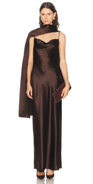 nicholas silk dress Rust Tie Silk Maxi